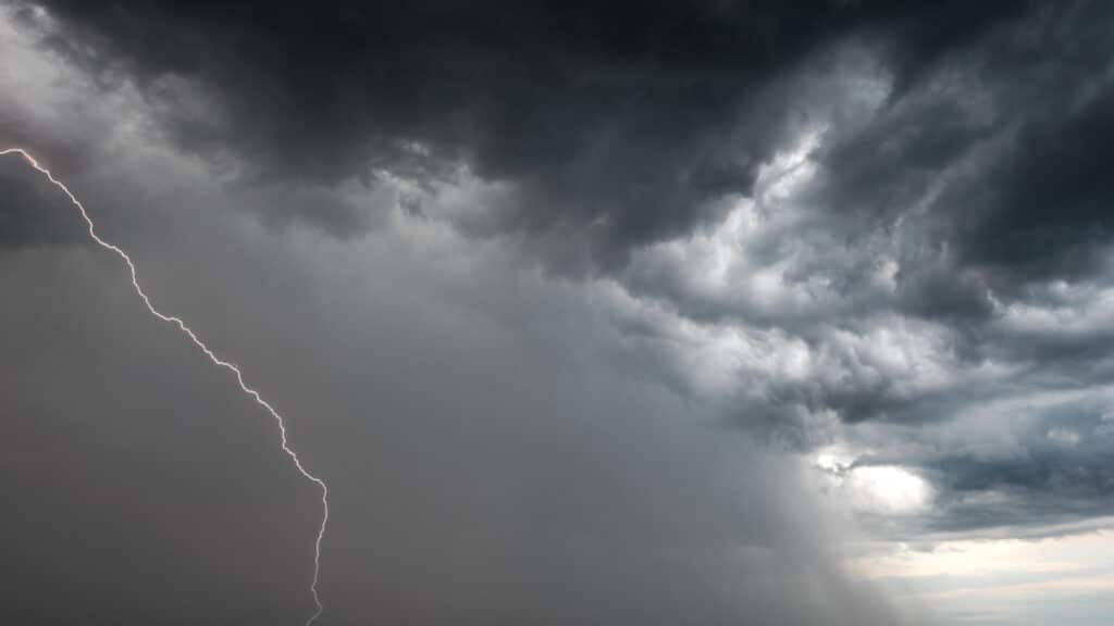 Lightning storm over the city, Prague, Czech republic
